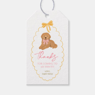 Étiquettes-cadeau Fête d'anniversaire de chien Goldendoodle Rose Jau