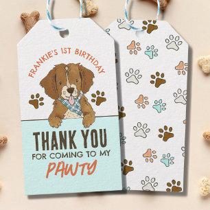 Étiquettes-cadeau Fête d'anniversaire de chiot Merci