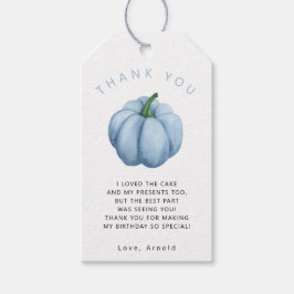 Étiquettes-cadeau Fête d'anniversaire de citrouille merci