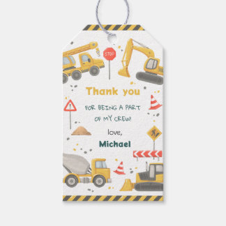 Étiquettes-cadeau Fête d'anniversaire de construction à l'aquarelle