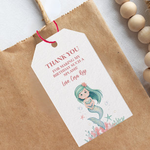 Étiquettes-cadeau Fête d'anniversaire de filles sirène sous la mer