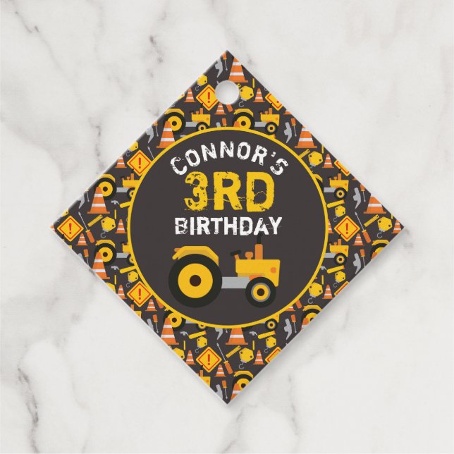 Étiquettes Cadeau Fête d'anniversaire de la construction (Devant)