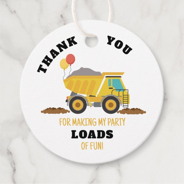 Étiquettes Cadeau Fête d'anniversaire de la construction (Devant)