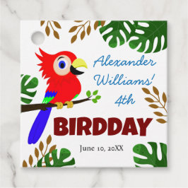 Étiquettes Cadeau Fête d'anniversaire de la mignonne Jungle Parrot