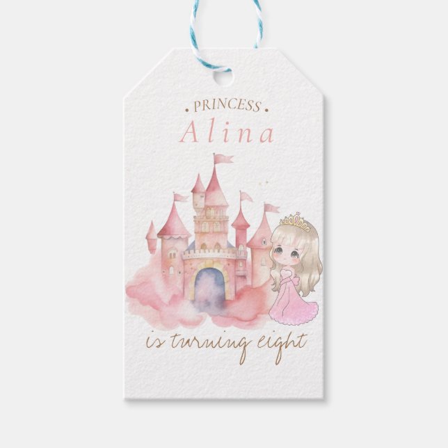 Étiquettes-cadeau Fête d'anniversaire de la princesse (Devant)