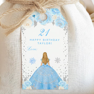 Étiquettes-cadeau Fête d'anniversaire de la princesse aux cheveux bl