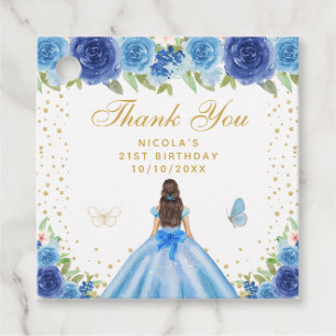 Étiquettes Cadeau Fête d'anniversaire de la princesse aux cheveux br