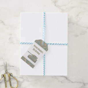 Étiquettes-cadeau Fête d'anniversaire de l'armée de chars à impressi