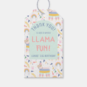 Étiquettes-cadeau Fête d'anniversaire de Llamas & Rainbows Merci