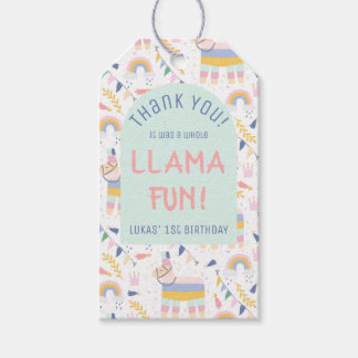 Étiquettes-cadeau Fête d'anniversaire de Llamas & Rainbows Merci
