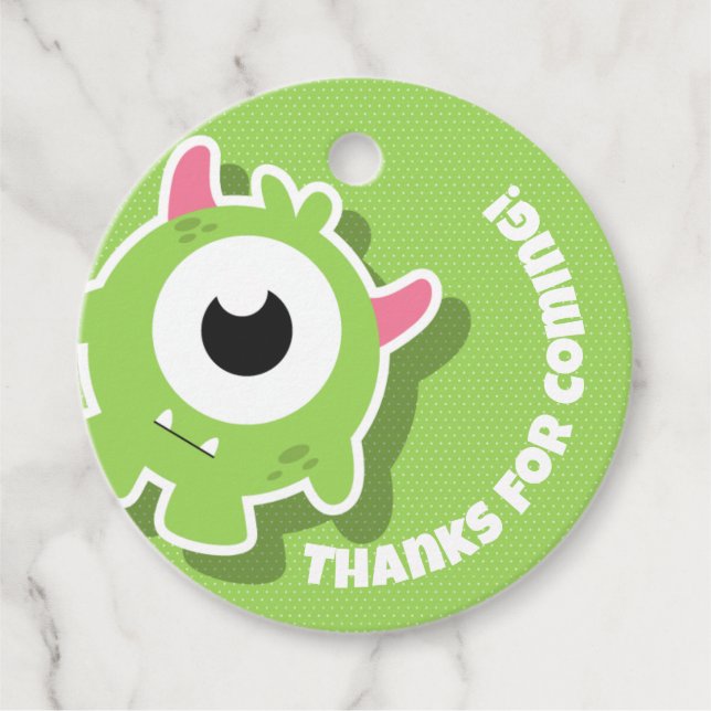 Étiquettes Cadeau Fête d'anniversaire de Monster (Devant)