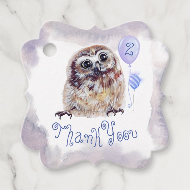 Étiquettes Cadeau Fête d'anniversaire de Owl (Devant)