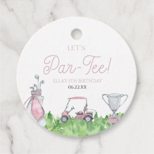 Étiquettes Cadeau Fête d'anniversaire de Par-Tee Pink Golf