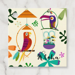 Étiquettes Cadeau Fête d'anniversaire des oiseaux Tiki soirée Luau v
