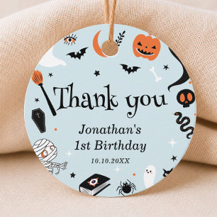 Étiquettes Cadeau Fête d'anniversaire d'Halloween garçon bleu