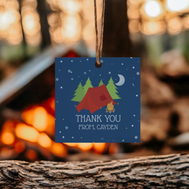 Étiquettes Cadeau Fête d'anniversaire du camping (Créateur téléchargé)
