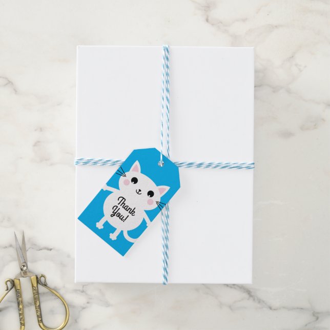 Étiquettes-cadeau Fête d'anniversaire du chat (Avec de laficelle)