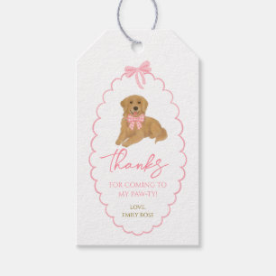 Étiquettes-cadeau Fête d'anniversaire du chien Retriever doré Rose