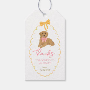 Étiquettes-cadeau Fête d'anniversaire du chien Retriever doré Rose J