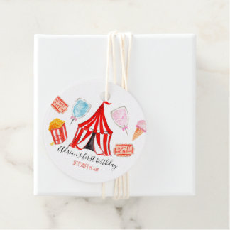 Étiquettes Cadeau Fête d'anniversaire du cirque du carnaval, préfére