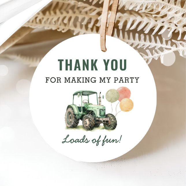 Étiquettes Cadeau Fête d'anniversaire du tracteur aquarelle (Créateur téléchargé)