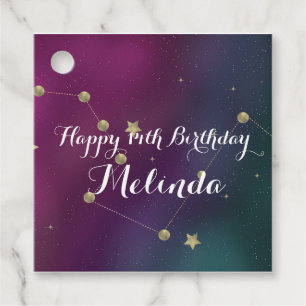 Étiquettes Cadeau Fête d'anniversaire Galaxie Étoiles de papier alum