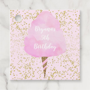 Étiquettes Cadeau Fête d'anniversaire Guimaupe rose et Confettis dor