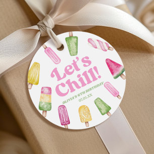 Étiquettes Cadeau Fête d'anniversaire Let's Chill Pink Retro Popsicl