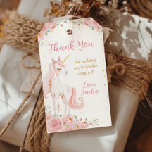 Fête d'anniversaire licorne rose florale Merci