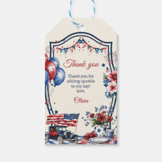Étiquettes-cadeau Fête d'anniversaire patriotique américaine du 4 ju
