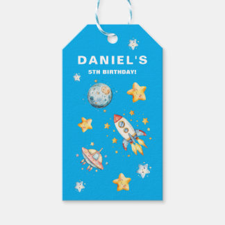 Étiquettes-cadeau Fête d'anniversaire personnalisée à thème spatial