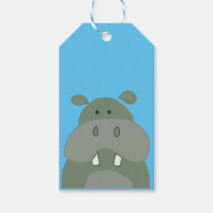 Étiquettes-cadeau fête d'anniversaire plaisir hippo zoo thème