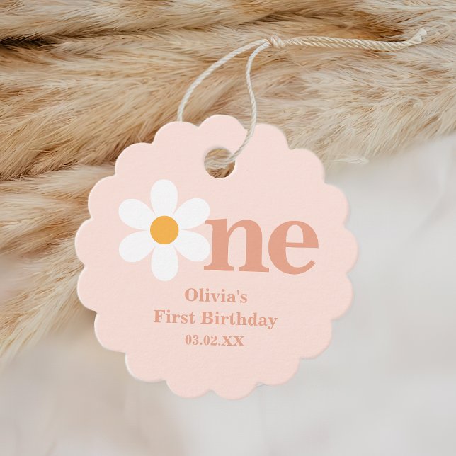 Étiquettes Cadeau Fête d'anniversaire rose Daisy (Créateur téléchargé)