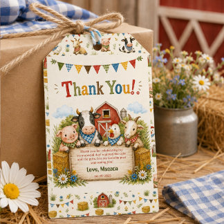 Étiquettes-cadeau Fête d'anniversaire rustique de la ferme pour enfa