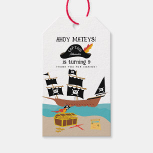 Étiquettes-cadeau Fête d'anniversaire sur le thème des pirates Merci