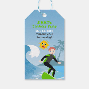 Étiquettes-cadeau Fête d'anniversaire Surf's up boy