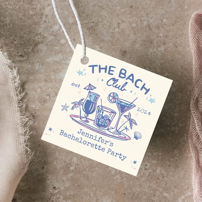 Étiquettes Cadeau Fête de Bachelorette de Cocktail de Plage Fantaisi (Créateur téléchargé)