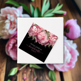 Étiquettes Cadeau Fête de Bachelorette Noir aux Pivoines Roses