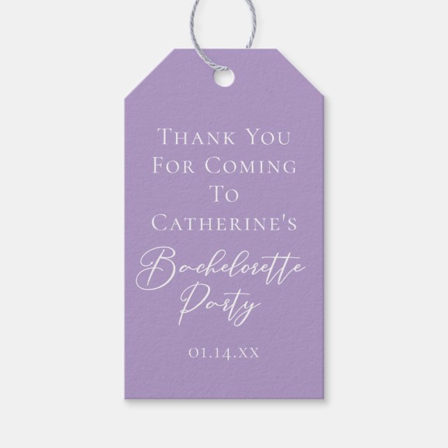 Étiquettes-cadeau Fête de Bachelorette Violet Lilas Personnalisée (Devant)
