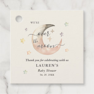 Étiquettes Cadeau Fête de bébé Bohème Céleste Au-Dessus de la Lune