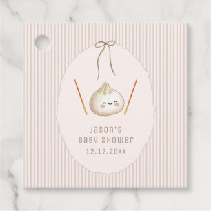 Étiquettes Cadeau Fête de bébé garçon kawaii marron Arc Asiatique 