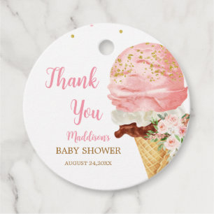 Étiquettes Cadeau Fête de bébé glace rose