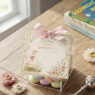 Étiquettes Cadeau Fête de Bébé Rose Coquette Canard Silly Goose Vint