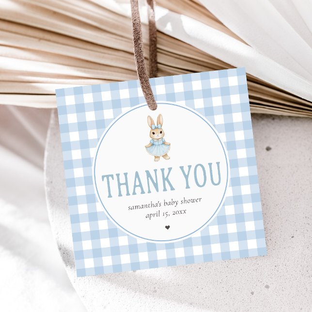 Étiquettes Cadeau Fête de bébé Somebunny (Gingham Little Bunny Baby Shower Favor Tags)