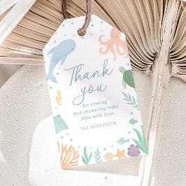 Étiquettes-cadeau Fête de Bébé Sous l'Océan Animaux Marins