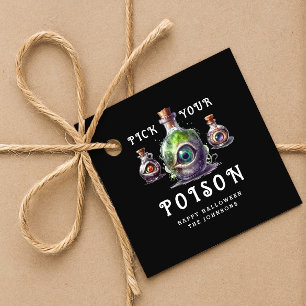 Étiquettes Cadeau Fête de cocktail d'Halloween Choisissez votre pois