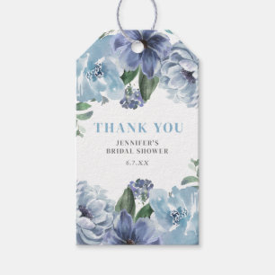 Étiquettes-cadeau Fête de Fête des mariées florale bleu romantique F
