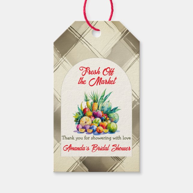 Étiquettes-cadeau Fête de fiançailles aux fruits rustiques et frais  (Devant)