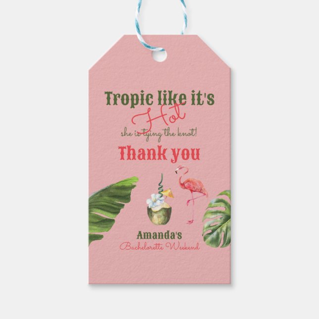 Étiquettes-cadeau Fête de Fiançailles Rose Tropical Chaud à Palm Spr (Devant)