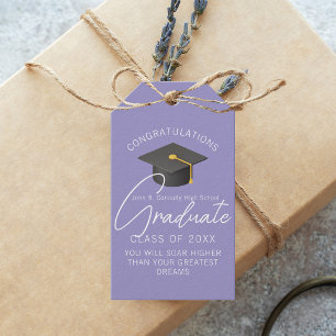 Étiquettes-cadeau Fête de fin d'études élégante lavande personnalisé